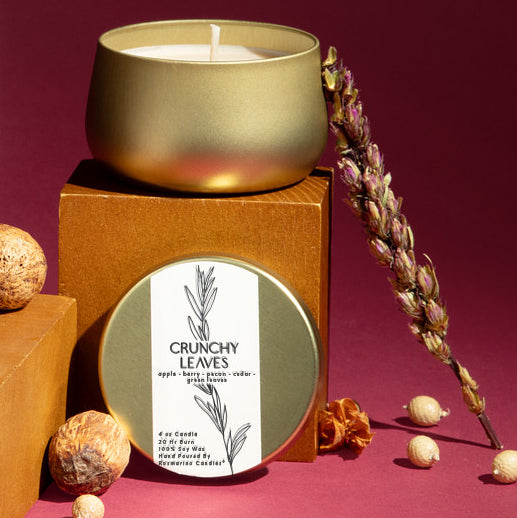 Crunchy Leaves Gold Tin Refillable Candle