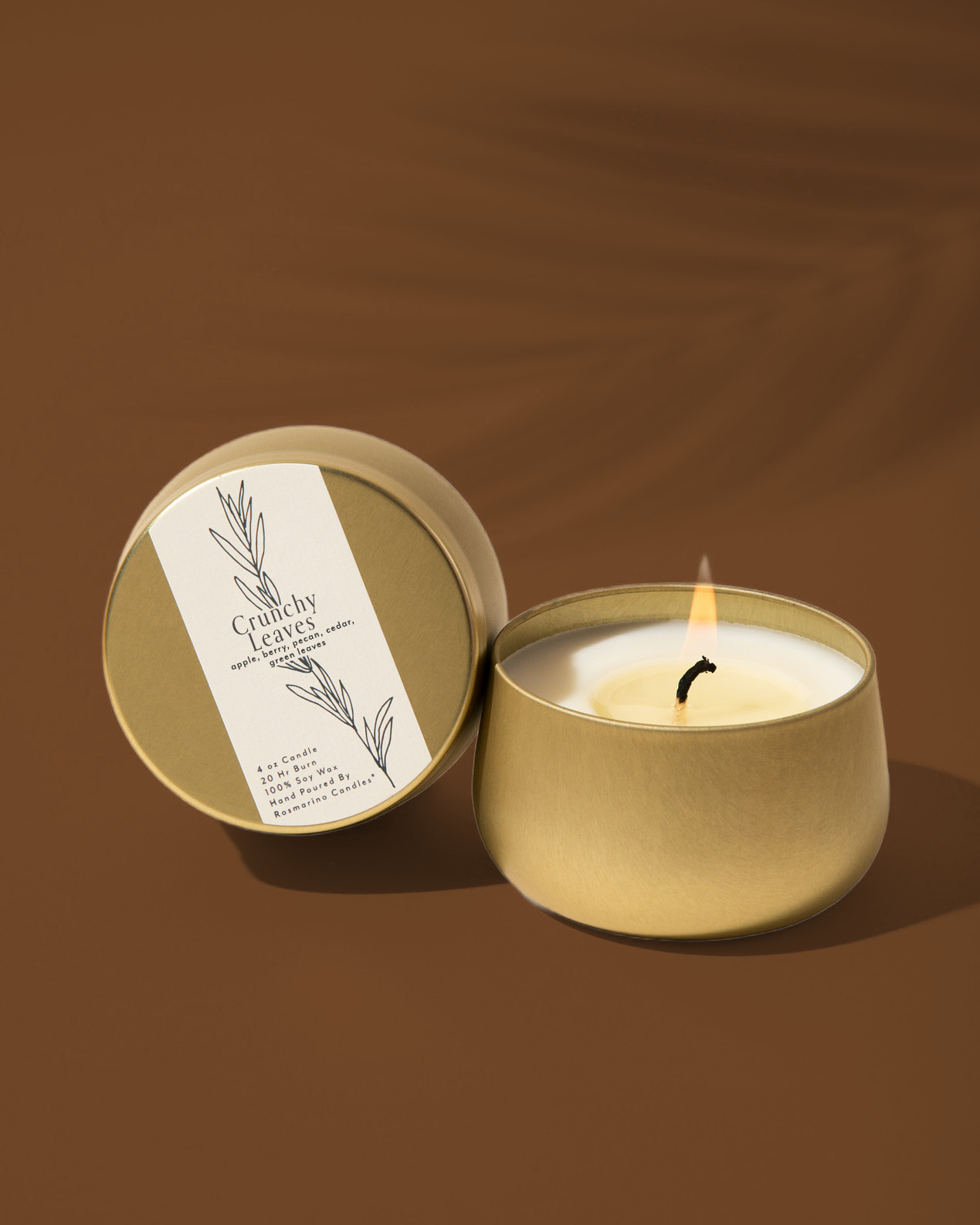 Crunchy Leaves Gold Tin Refillable Candle