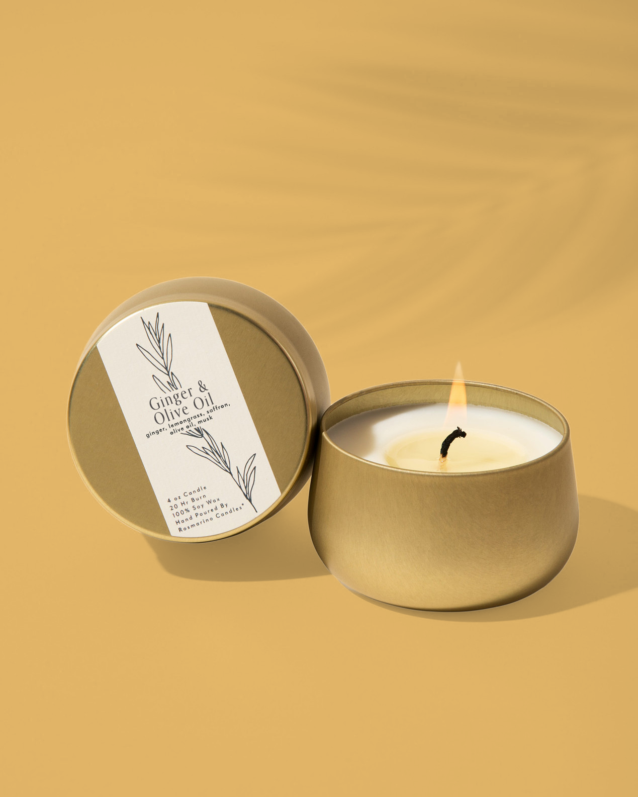 Ginger & Olive Oil Gold Tin Refillable Candle
