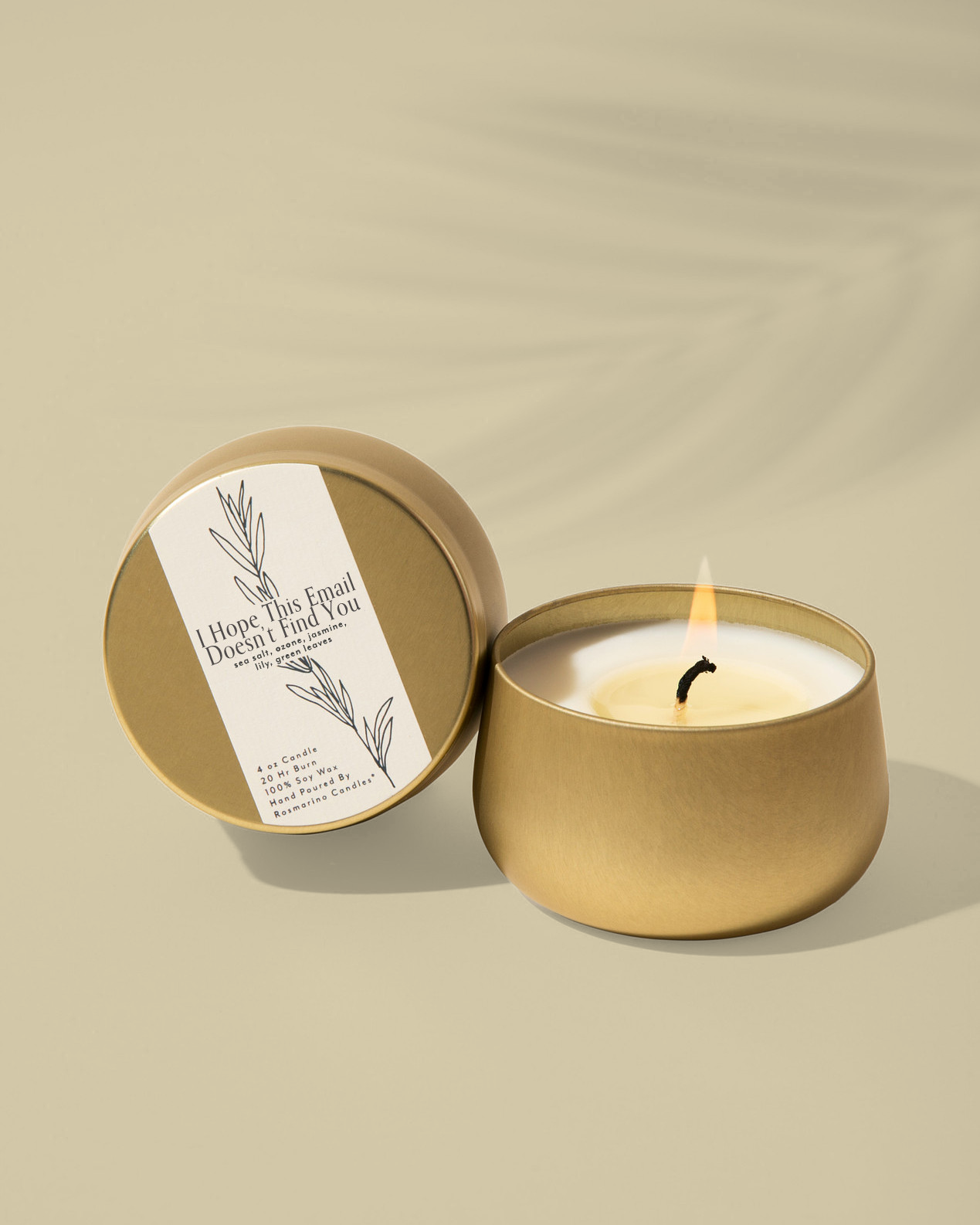 I Hope This Email Doesn't Find You Gold Tin Refillable Candle