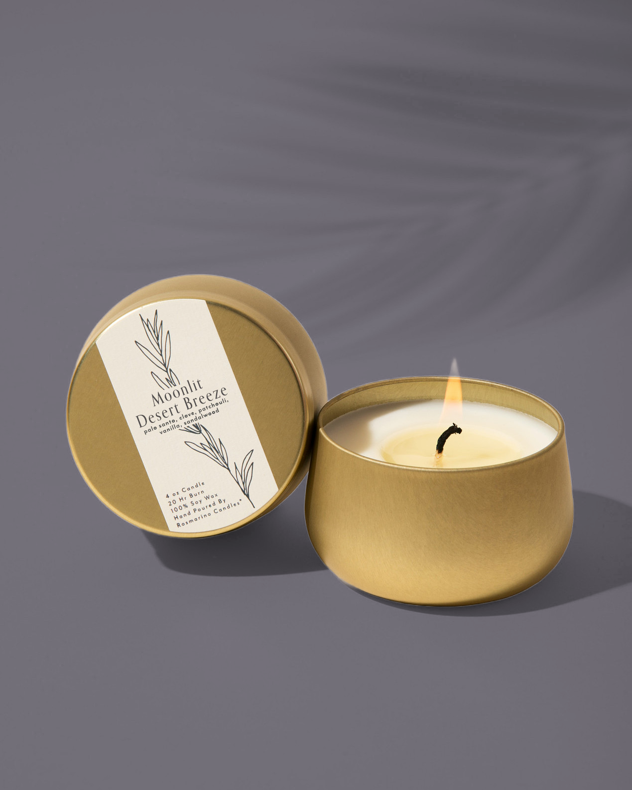 Moonlit Desert Breeze Gold Tin Refillable Candle