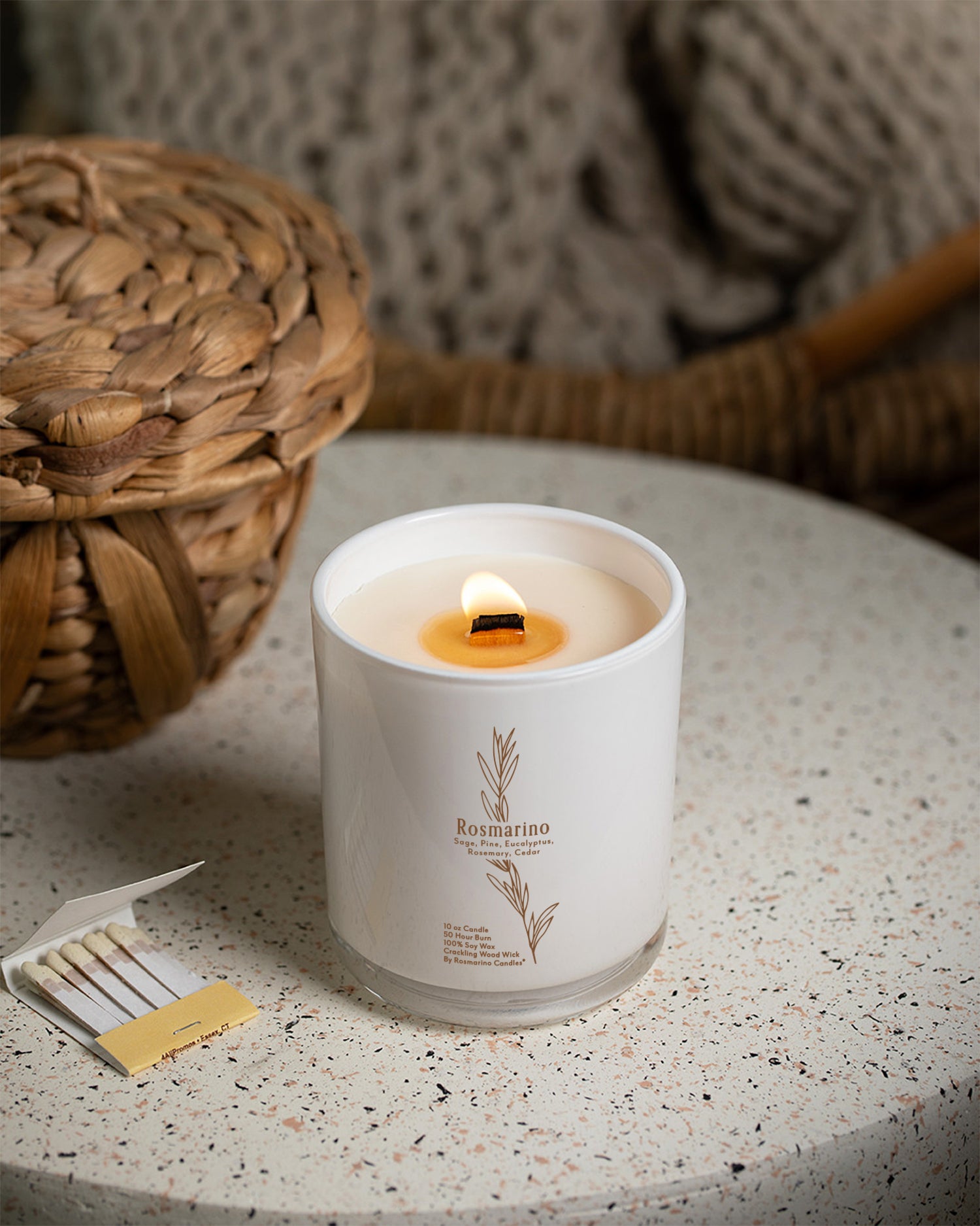 Rosmarino Refillable Wood Wick Candle