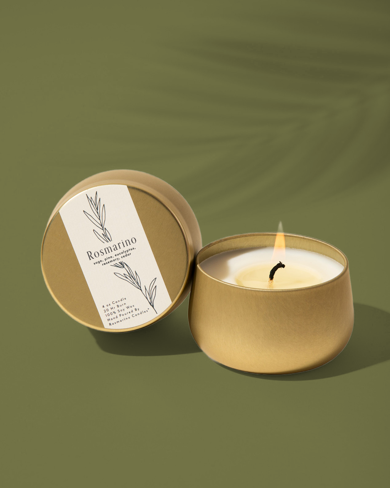 Rosmarino Gold Tin Refillable Candle