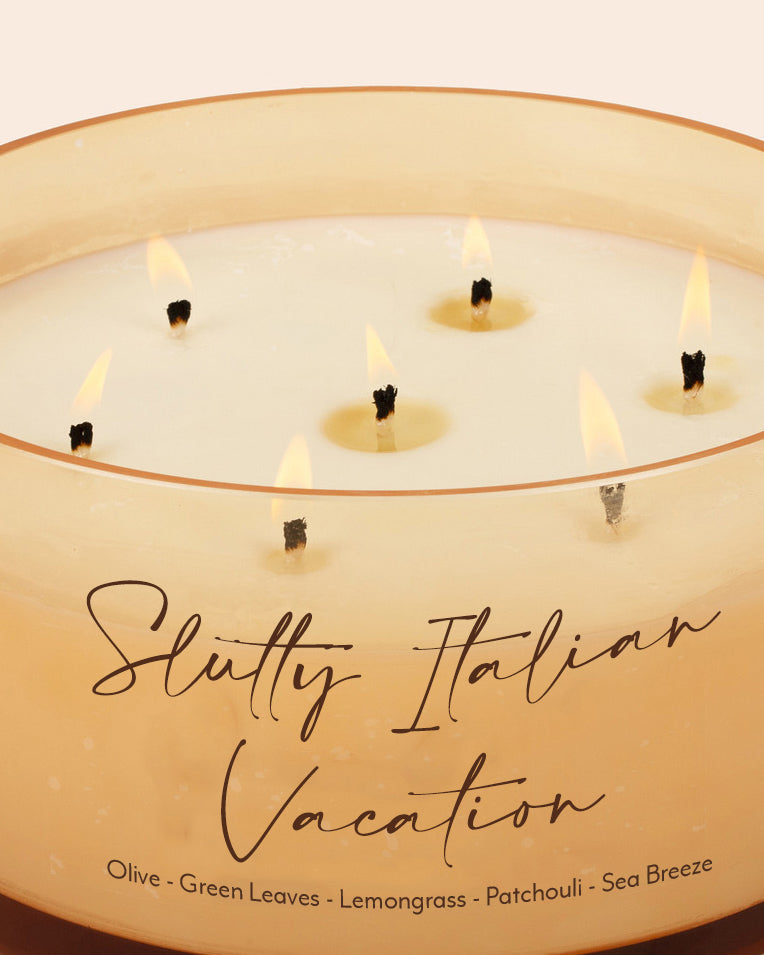 Comically Large Cangle Slutty Italian Vacation Comically Large 7 Wick Candle – rosmarino candles