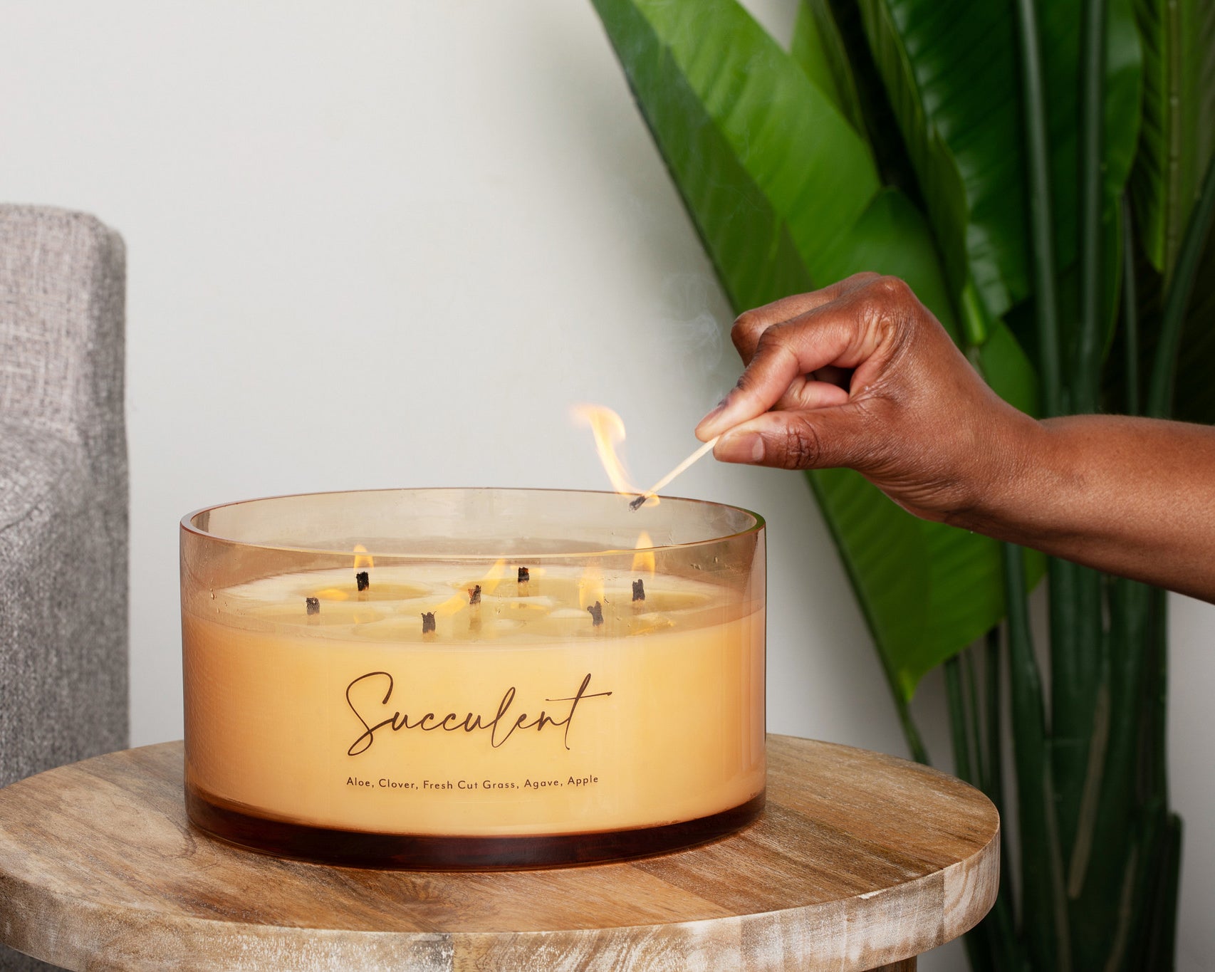 Succulent Comically Large 7 Wick Candle
