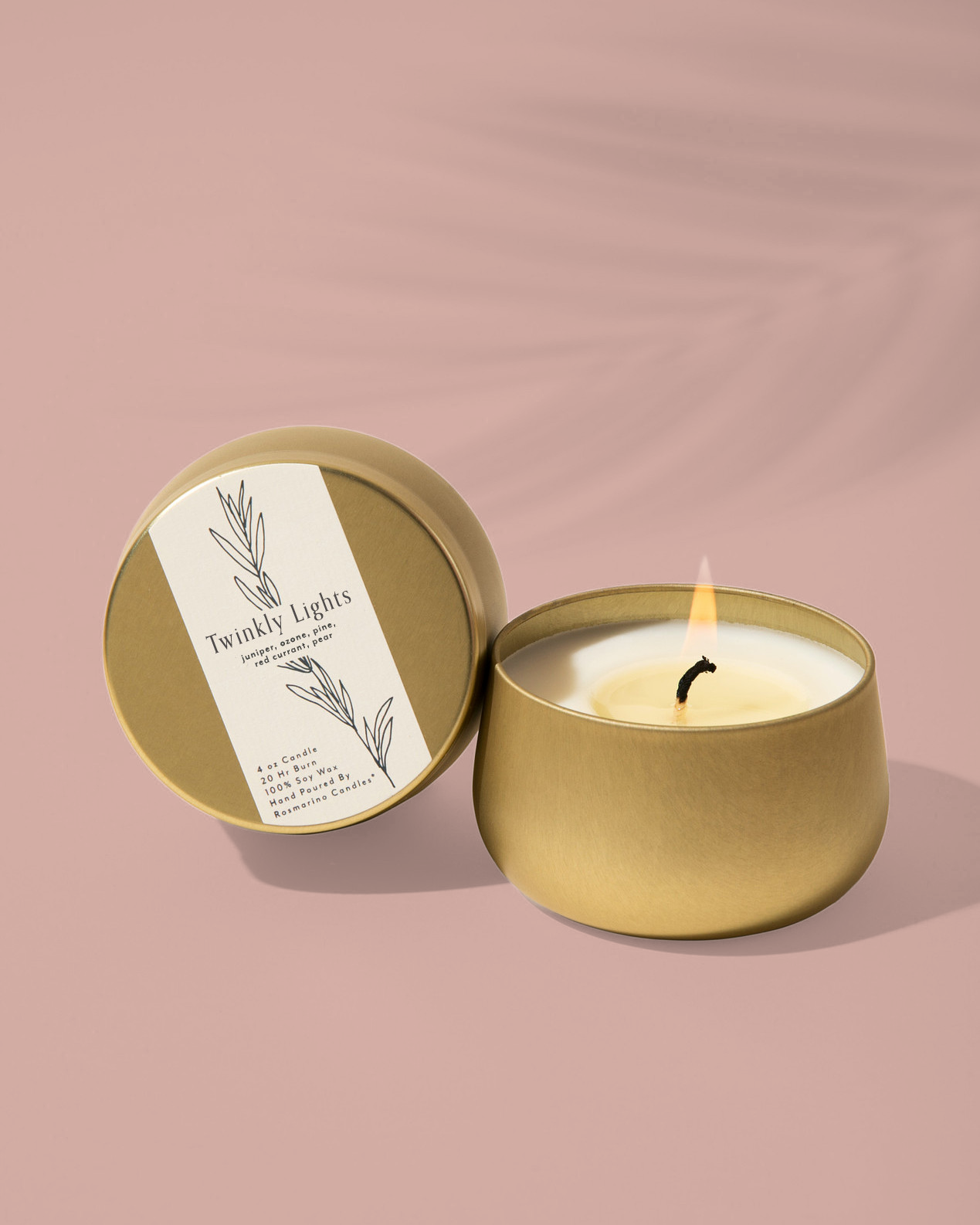 Twinkly Lights Gold Tin Refillable Candle